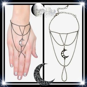 Hematite Moon Phase Crescent Moon Hand Chain
